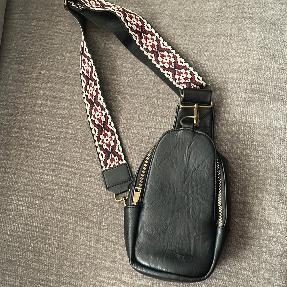 Black Leather Sling Bag